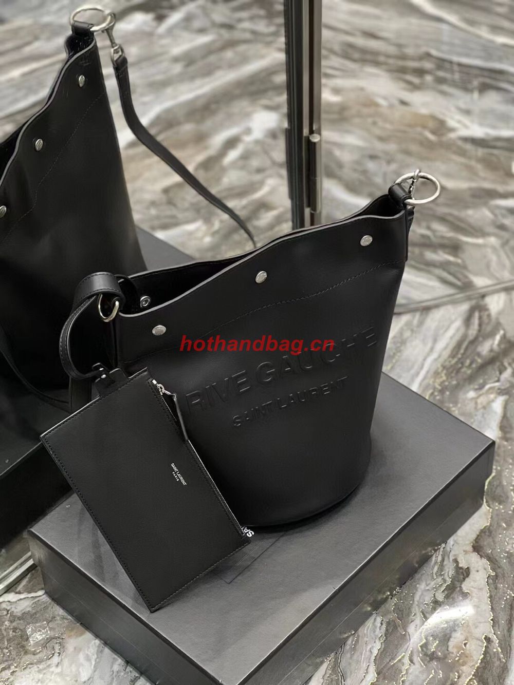 SAINT LAUREN RIVE GAUCHE BUCKET BAG IN SMOOTH LEATHER Y689299A black