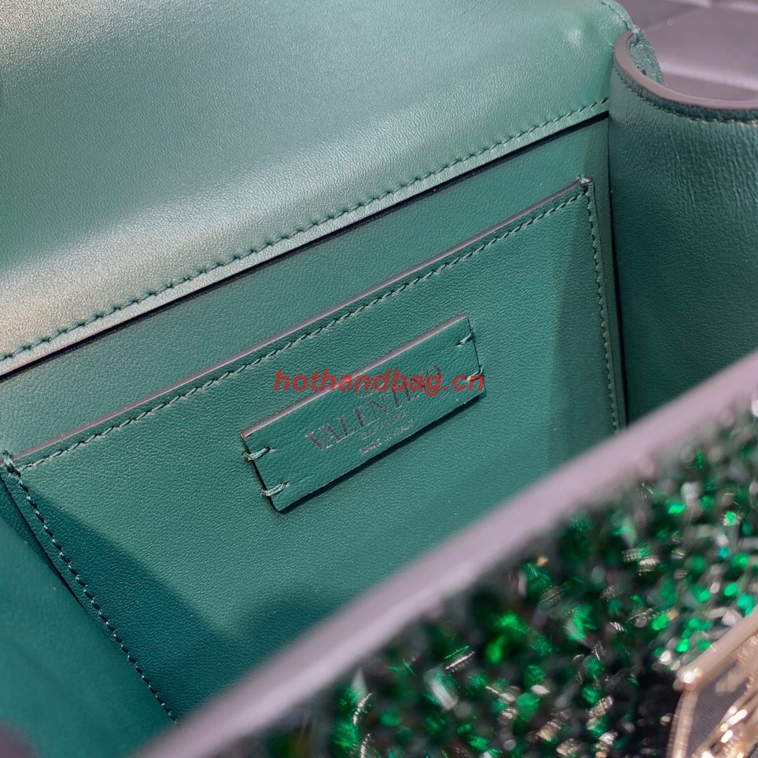 VALENTINO GARAVANI VSLING Shiny diamond Mini shoulder bag XW20808 green