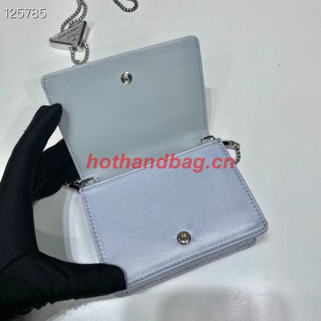 Prada Crystal-studded card holder with shoulder strap 1MR024 silver