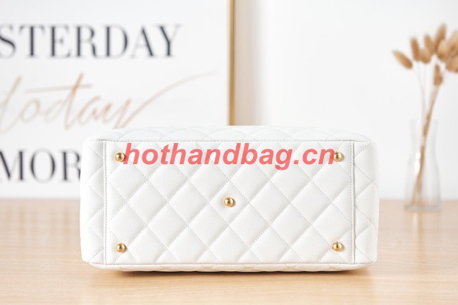 CHANEL Grained Calfskin & Gold-Tone Metal SHOPPING BAG AS3583 white