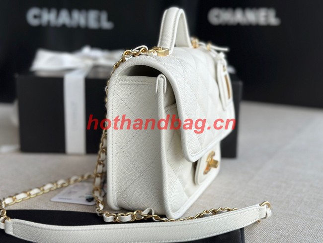 Chanel MINI FLAP BAG WITH TOP HANDLE AS3652 white