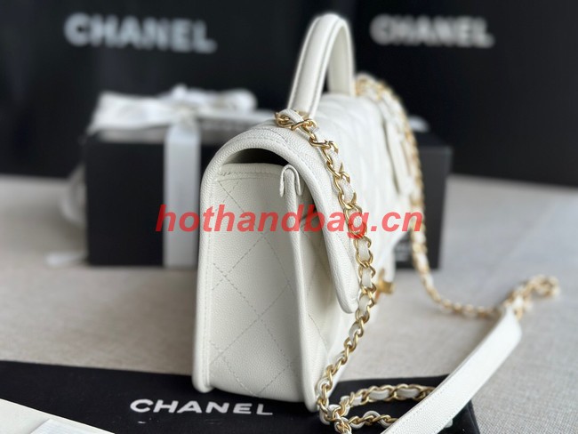 Chanel SMALL FLAP BAG WITH TOP HANDLE AS3653 white