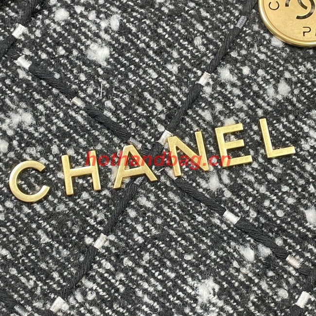 CHANEL SMALL 22 HANDBAG Tweed & Gold-Tone Metal AS3260 BLACK