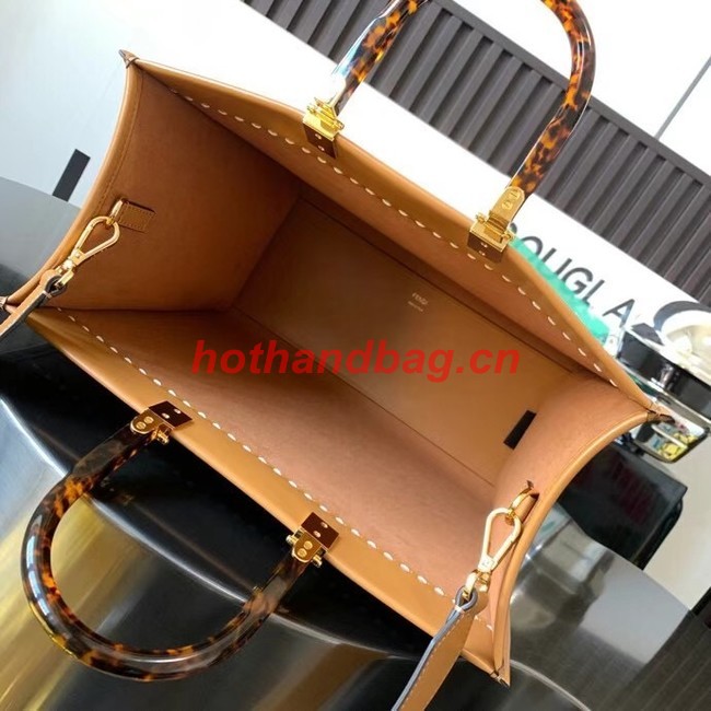 FENDI SUNSHINE MEDIUM leather and elaphe shopper 8BH386A brown