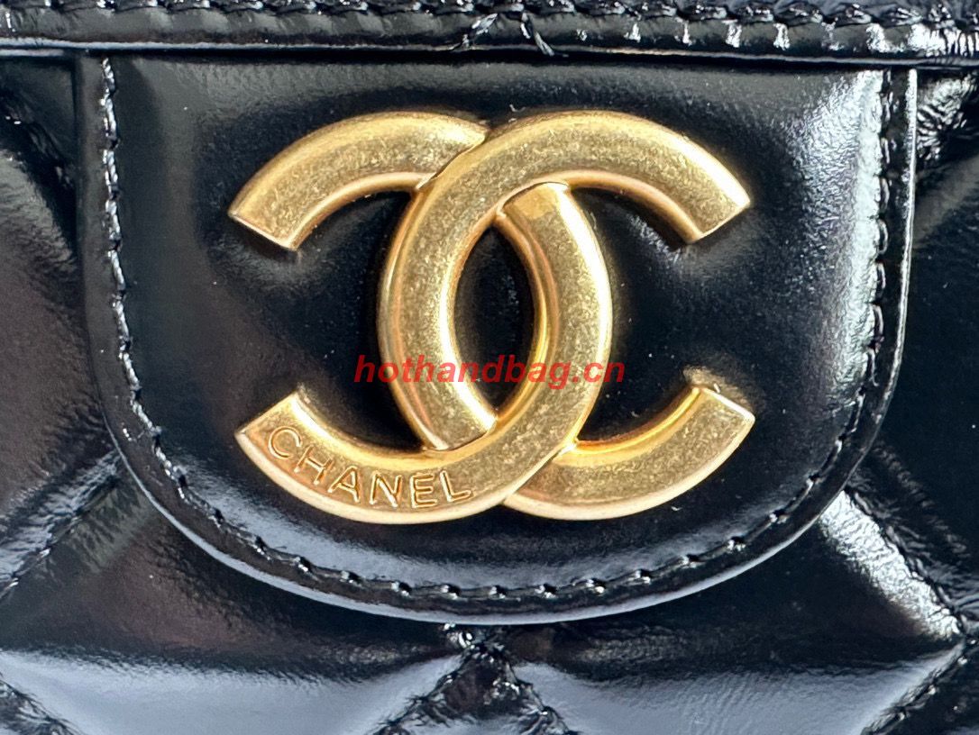 CHANEL 2023 HANDBAG Shiny Calfskin AS3609 Black & gold-Tone Metal