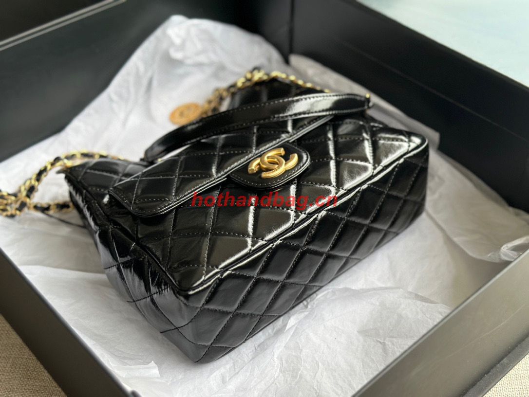 CHANEL 2023 HANDBAG Shiny Calfskin AS3609 Black & gold-Tone Metal