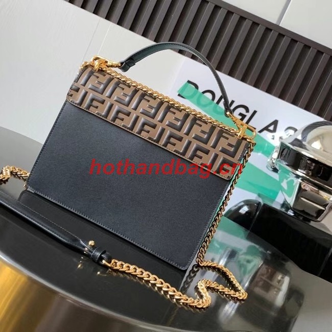 FENDI Kan I Black leather bag 8BT315 black