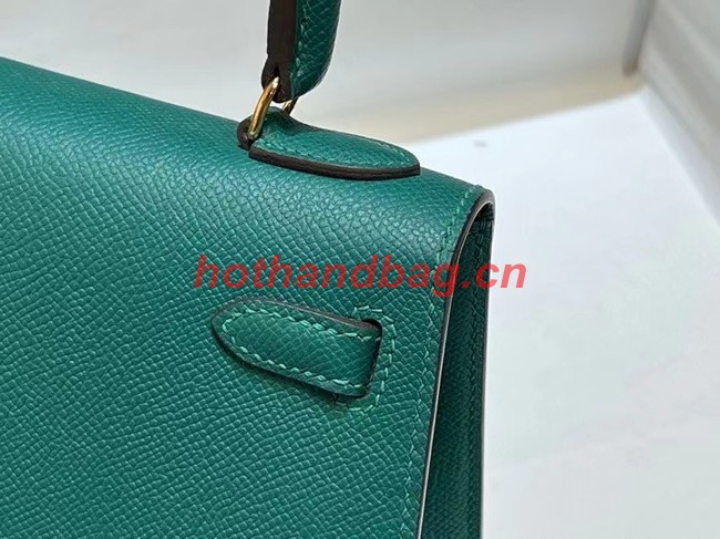 Hermes Kelly 20cm Shoulder Bags Epsom KL2750 Lake green&gold