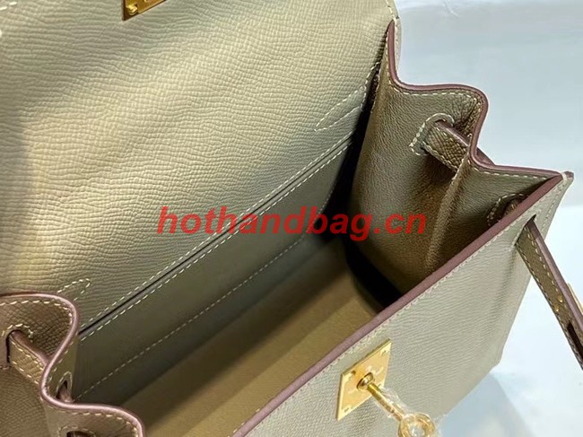 Hermes Kelly 20cm Shoulder Bags Epsom KL2750 Pearl grey&gold