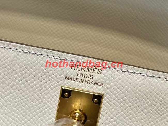 Hermes Kelly 20cm Shoulder Bags Epsom KL2750 White&gold