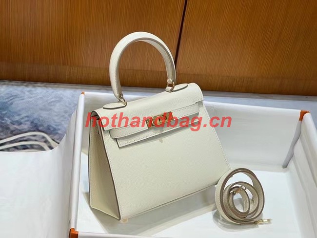 Hermes Kelly 20cm Shoulder Bags Epsom KL2750 White&gold