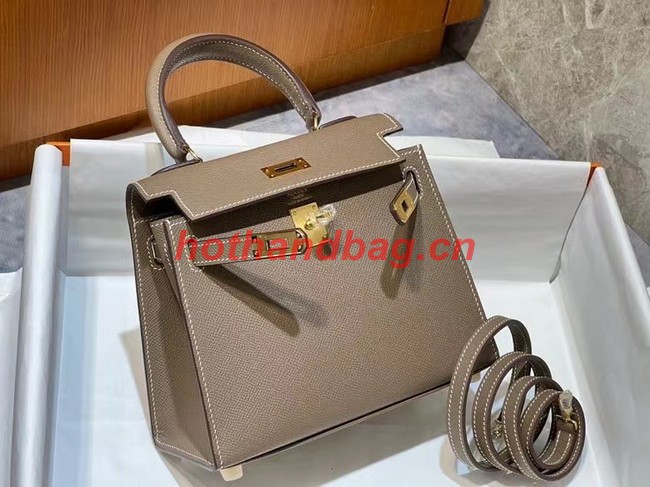 Hermes Kelly 20cm Shoulder Bags Epsom KL2750 gray&gold