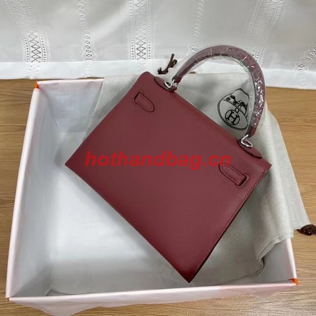 Hermes Kelly 25cm Shoulder Bags Epsom KL2755 Burgundy&silver-Tone Metal