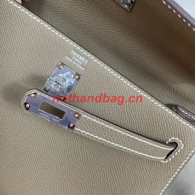 Hermes Kelly 25cm Shoulder Bags Epsom KL2755 Elephant Grey&silver-Tone Metal