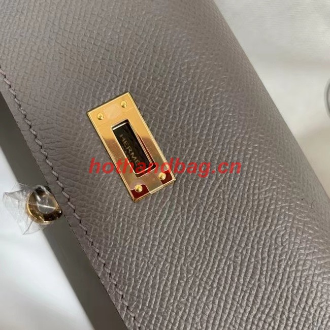 Hermes Kelly 25cm Shoulder Bags Epsom KL2755 dark grey&gold-Tone Metal