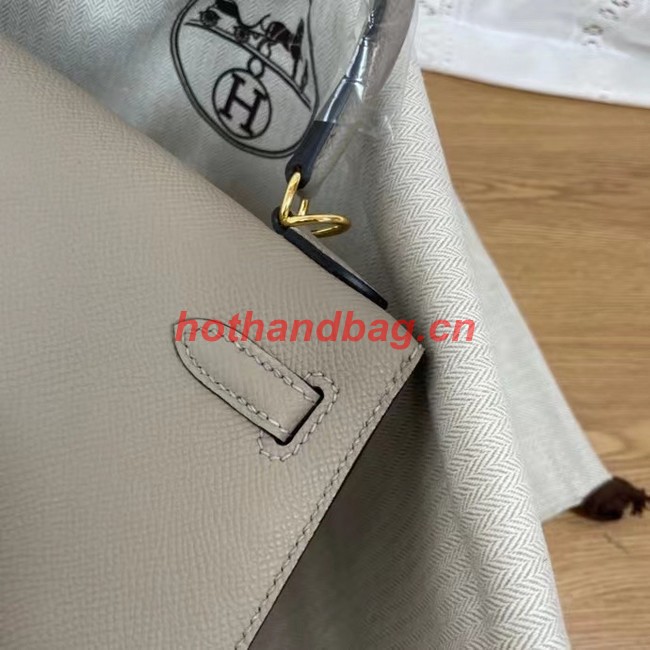 Hermes Kelly 25cm Shoulder Bags Epsom KL2755 gray&gold-Tone Metal