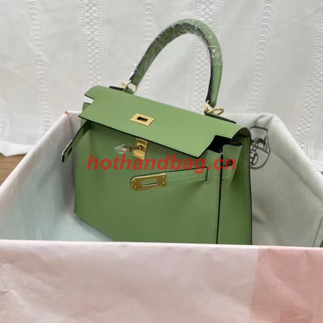 Hermes Kelly 25cm Shoulder Bags Epsom KL2755 green&gold-Tone Metal