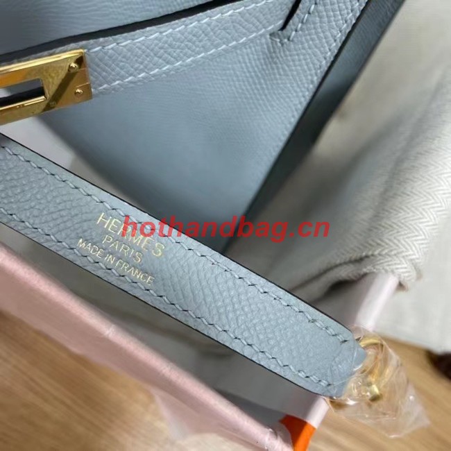 Hermes Kelly 25cm Shoulder Bags Epsom KL2755 light blue&gold-Tone Metal