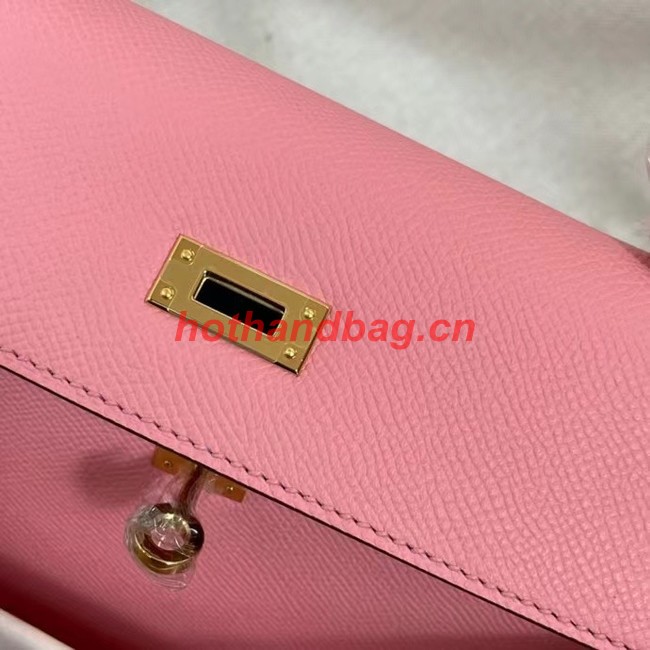 Hermes Kelly 25cm Shoulder Bags Epsom KL2755 pink&gold-Tone Metal