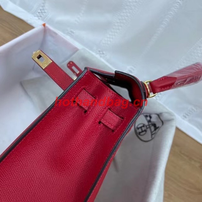 Hermes Kelly 25cm Shoulder Bags Epsom KL2755 red&gold-Tone Metal