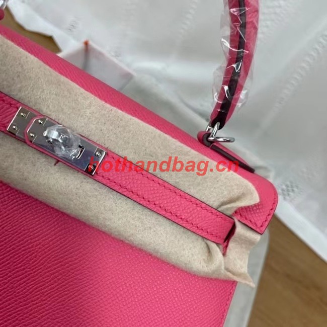 Hermes Kelly 25cm Shoulder Bags Epsom KL2755 rose&silver-Tone Metal