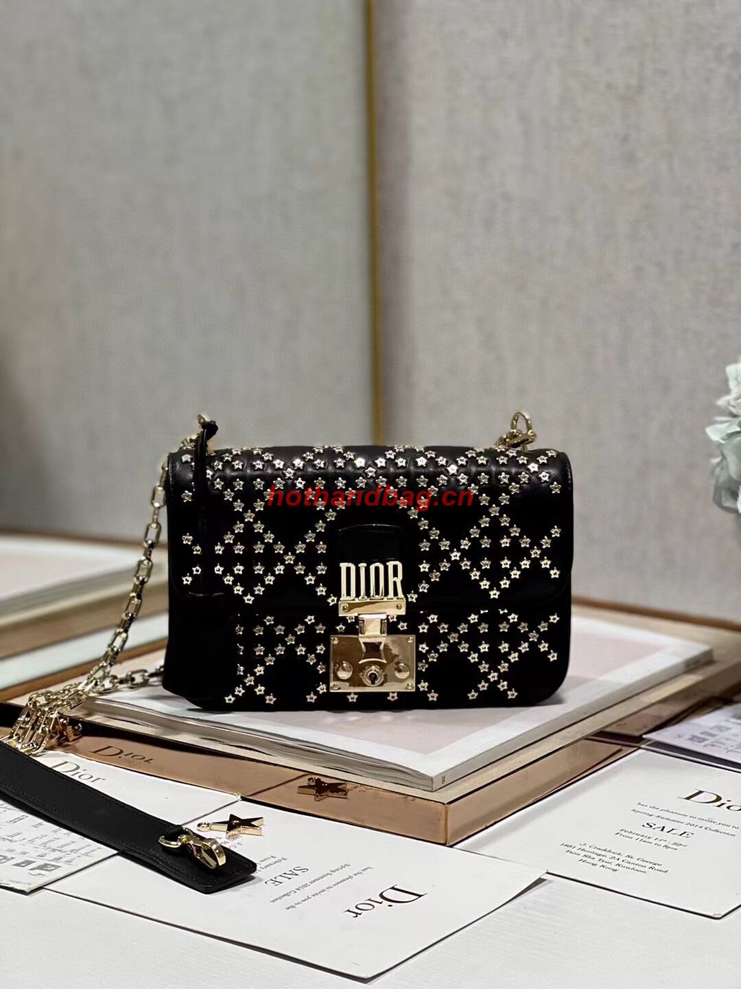 DIOR BAG Lucky Star Cannage Lambskin C2628 BLACK