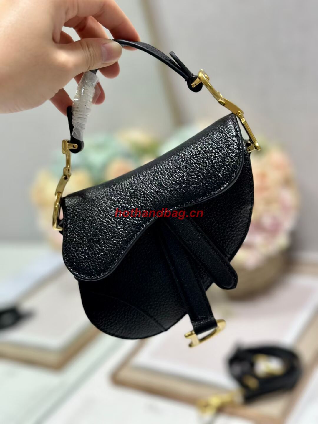 DIOR MICRO SADDLE BAG Antique Goatskin S5685CC black