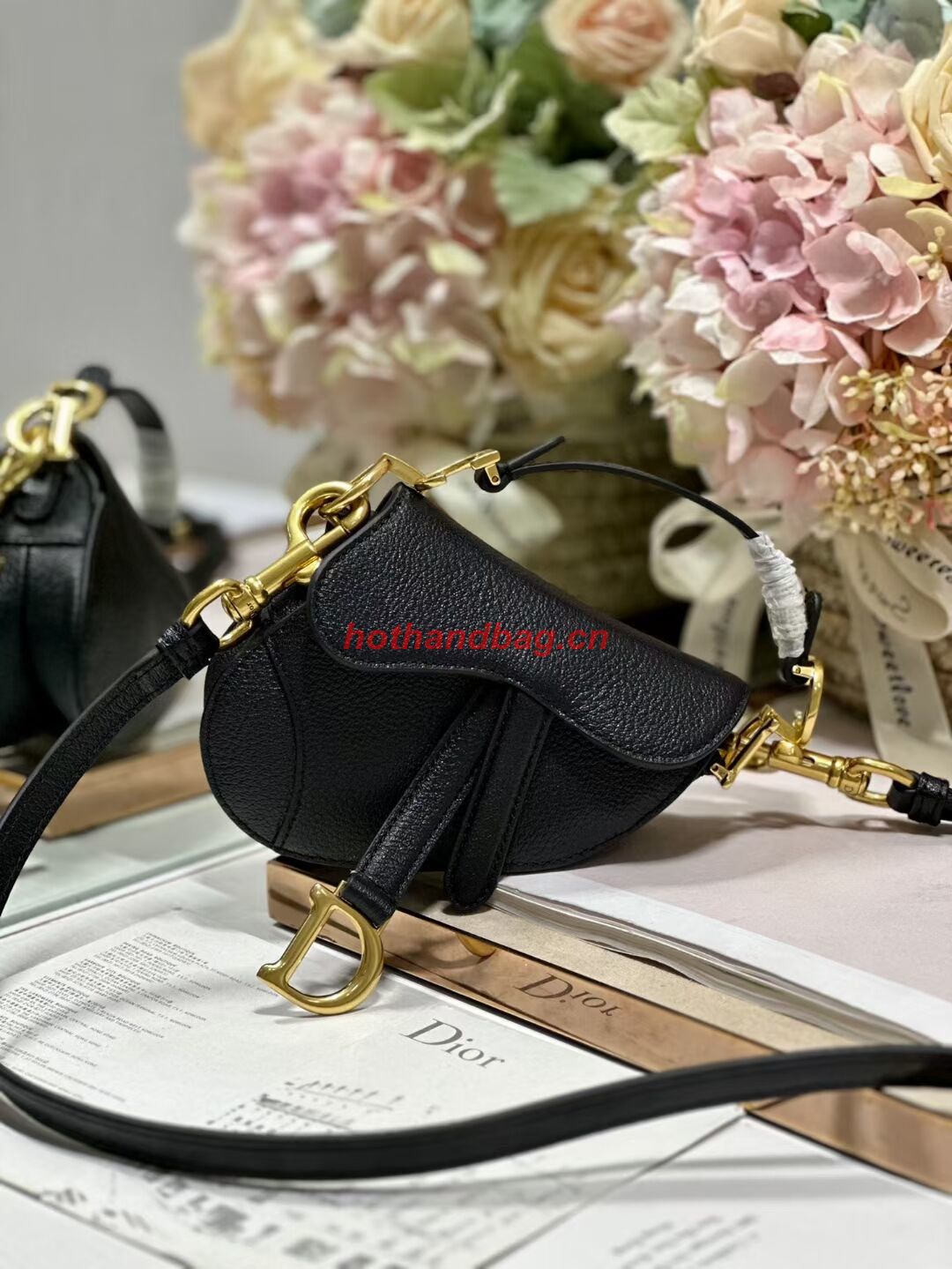 DIOR MICRO SADDLE BAG Antique Goatskin S5685CC black