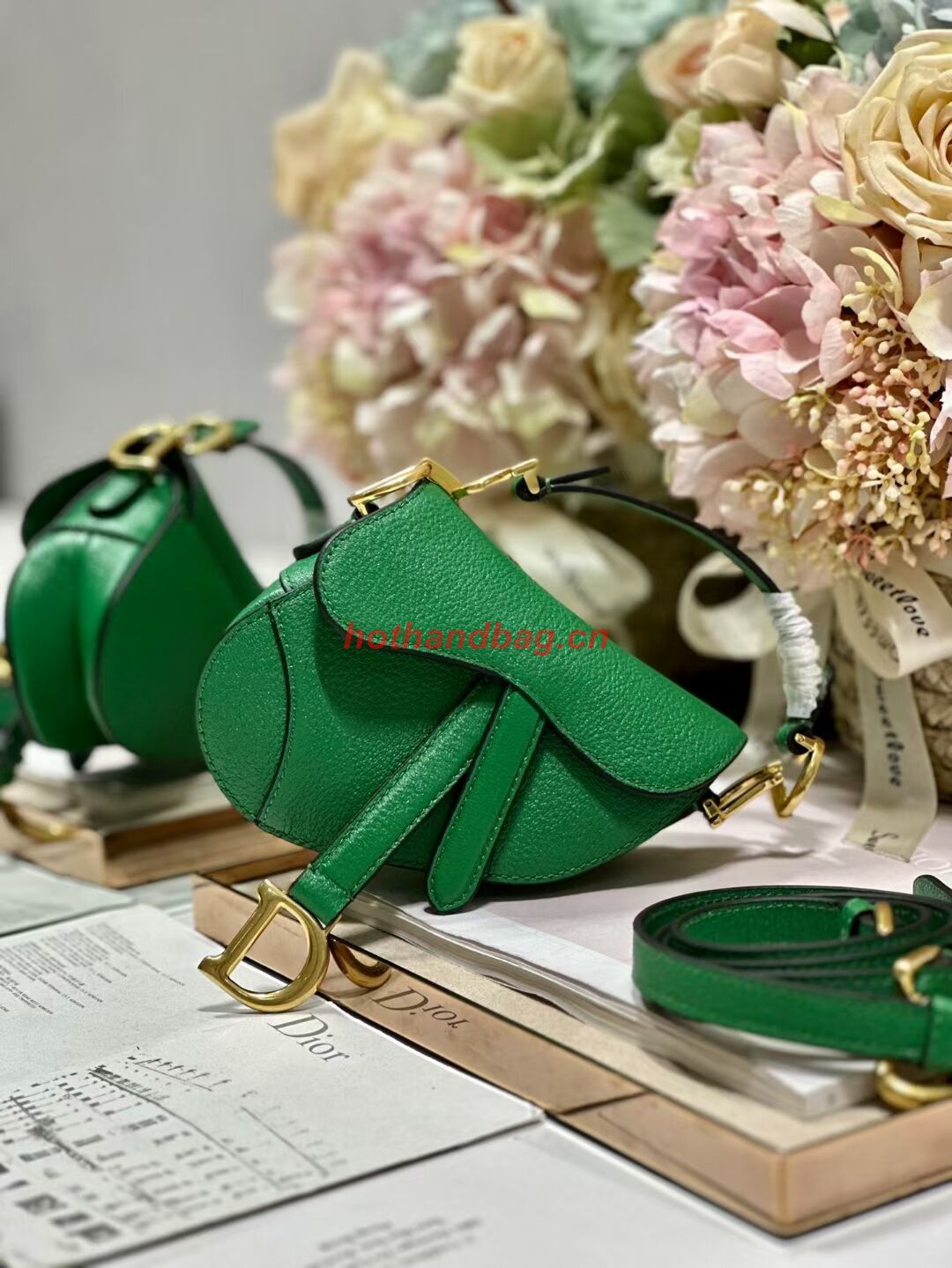 DIOR MICRO SADDLE BAG Antique Goatskin S5685CC green