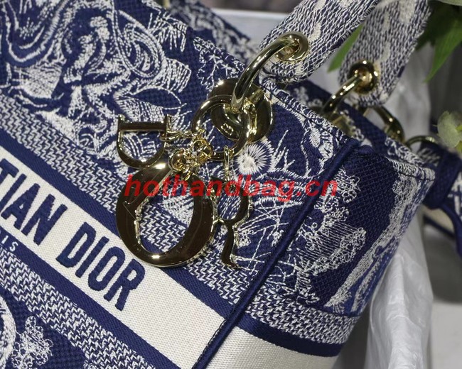 Dior MEDIUM LADY D-LITE BAG Blue Toile de Jouy Reverse Embroidery M0565