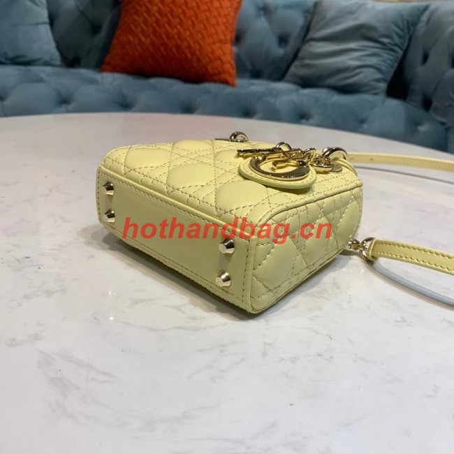 MICRO LADY DIOR BAG Mustard Yellow Cannage Lambskin S0856O