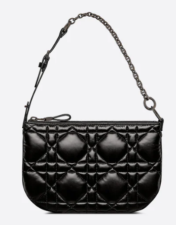 MINI DIOR CARO TULIP BAG Black Quilted Macrocannage Calfskin S5139B