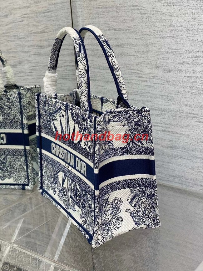 SMALL DIOR BOOK TOTE White and Blue Multicolor Reve dInfini Embroidery M1265ZR