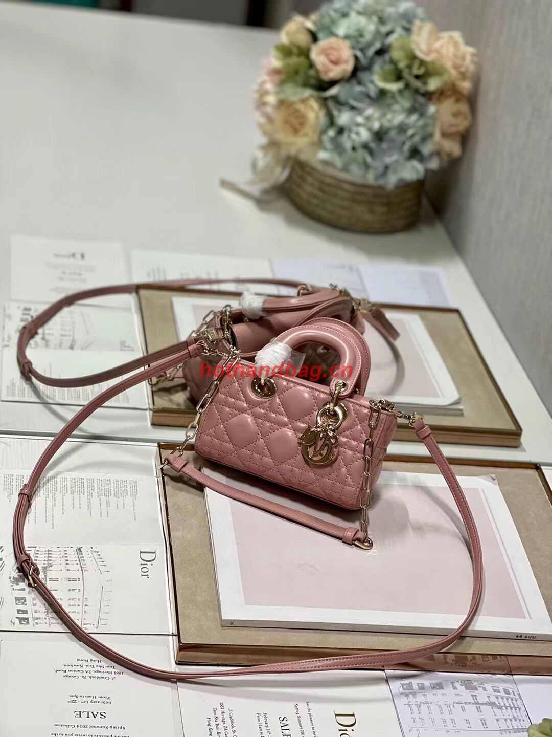 DIOR MICRO LADY D-JOY BAG Cannage Lambskin S0910 pink