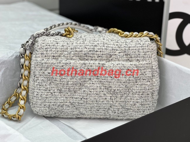 CHANEL 19 HANDBAG Cotton Tweed AS1160 white