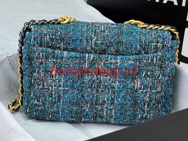 CHANEL 19 HANDBAG Cotton Tweed AS1161 blue