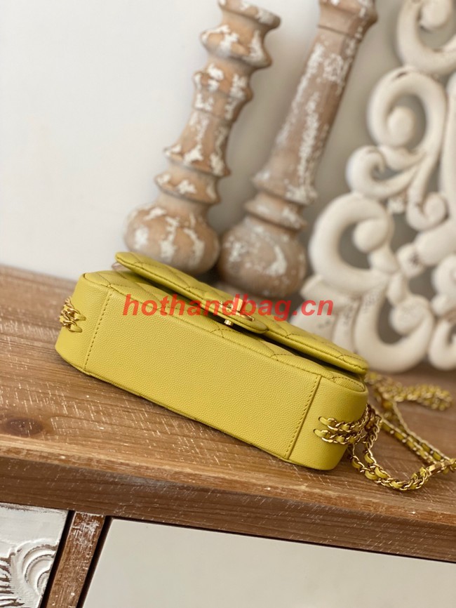 Chanel MINI FLAP BAG Grained Calfskin & Gold-Tone Metal AS3757 yellow