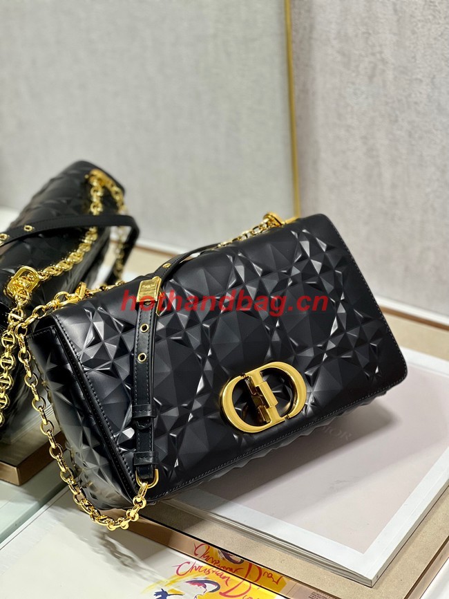 MEDIUM DIOR CARO BAG Cannage Calfskin with Diamond Motif M9241UW black&gold