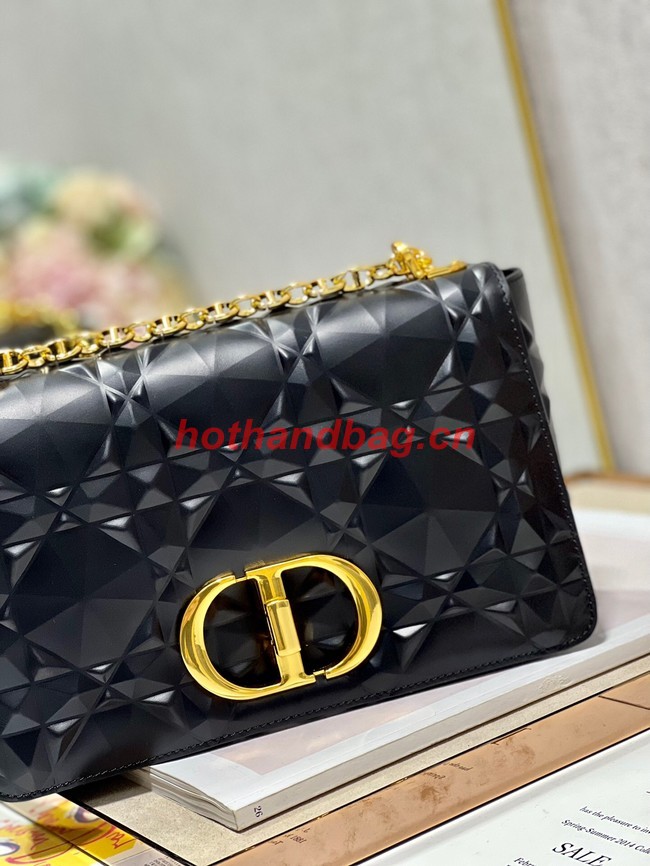 MEDIUM DIOR CARO BAG Cannage Calfskin with Diamond Motif M9242UW black&gold