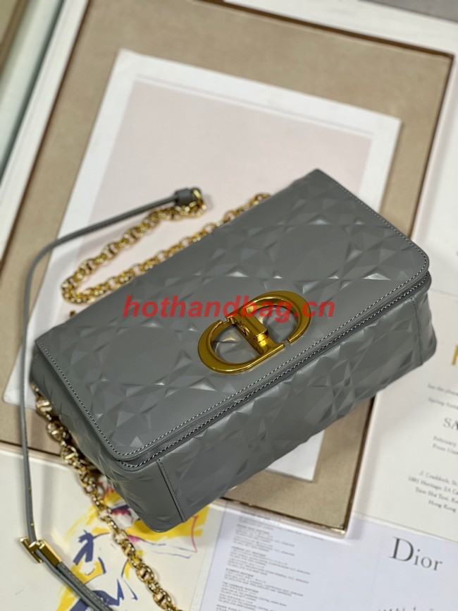 MEDIUM DIOR CARO BAG Cannage Calfskin with Diamond Motif M9242UW gray&gold