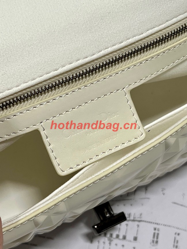 MEDIUM DIOR CARO BAG Cannage Calfskin with Diamond Motif M9242UW white&black