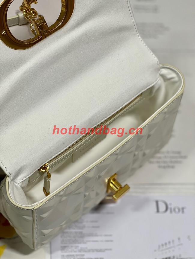 SMALL DIOR CARO BAG Cannage Calfskin with Diamond Motif M9243UW white&black