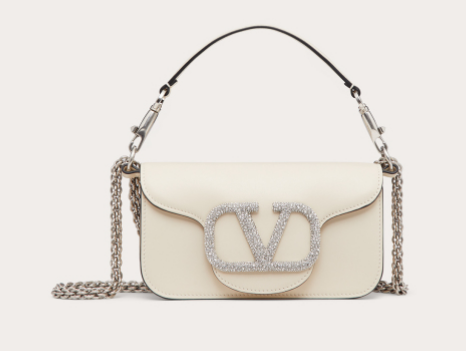 VALENTINO MINI LOCO imitation crystal shoulder bag WB0K53K ivory