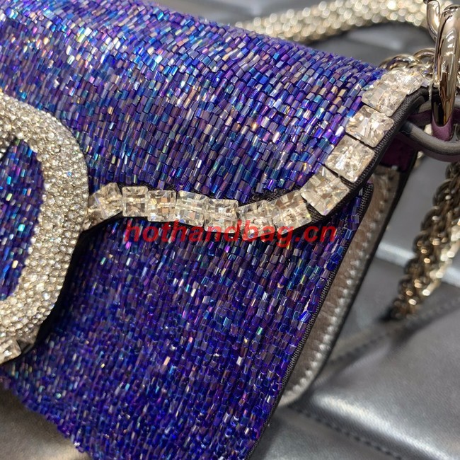 VALENTINO MINI LOCO imitation crystal shoulder bag WB0K53SL dark purple