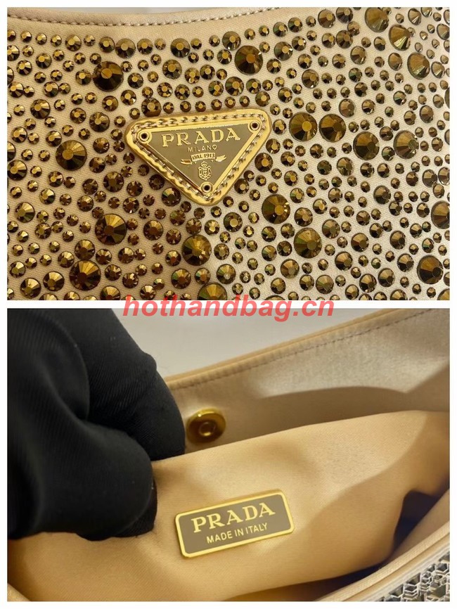 Prada Cleo satin bag with crystals 1BC169 gold