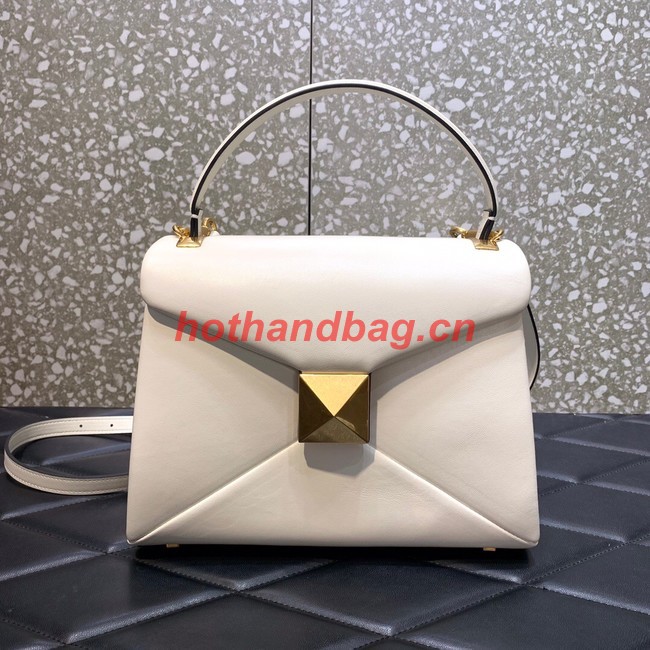 VALENTINO ONE STUD Small sheepskin shoulder bag WB0K83H white