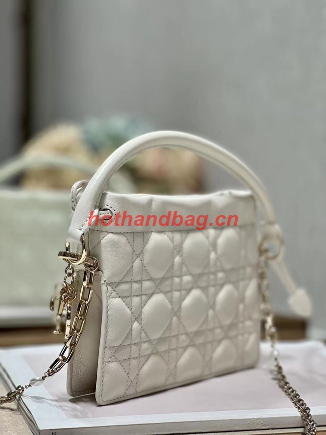 LADY DIOR TOP HANDLE DRAWSTRING MINI BAG Latte Cannage Lambskin S0981ON