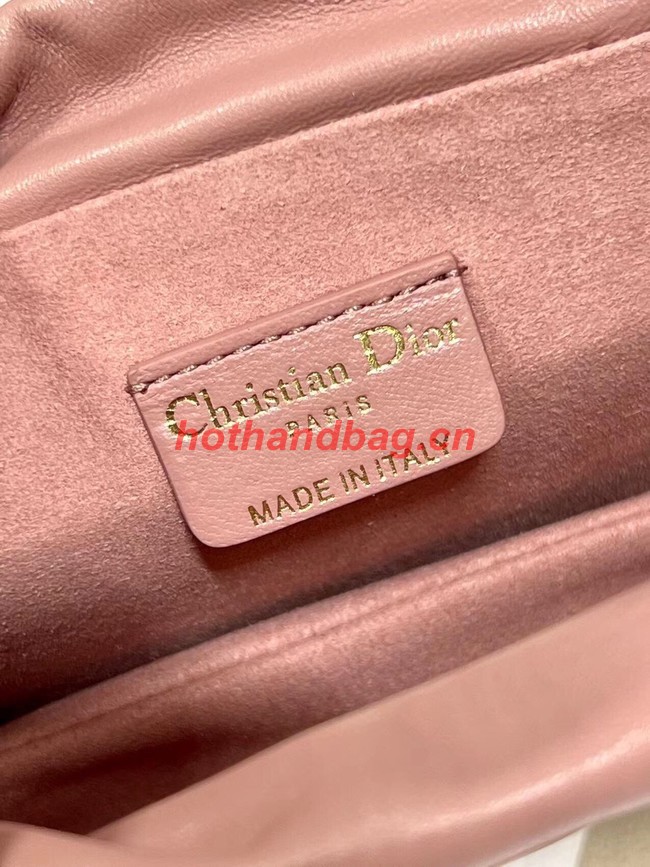 LADY DIOR TOP HANDLE DRAWSTRING MINI BAG Peony Pink Cannage Lambskin S0981O