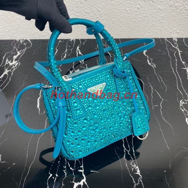 Prada Galleria satin mini-bag with crystals 1BA906 blue