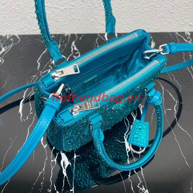 Prada Galleria satin mini-bag with crystals 1BA906 blue